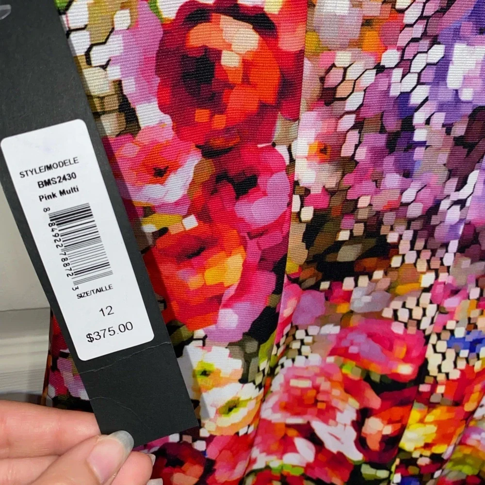 Badgley Mischka Digital Floral Pencil Dress | Size 12 | NWT | Colorful, Rainbow - Picture 6 of 11